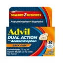 Advil Dual Action Back Caplets Zagotavlja 250 mg ibuprofena in 500 mg acetatfena na odmerek za 8 ur lajšanje bolečine v hrbtu - 18 Število
