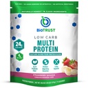 Biotrust Low Carb Protein Powder – okusna mešanica sirotke in kazeina iz krav brez travniškega izvora – brez GSO, brez glutena (surova banana)