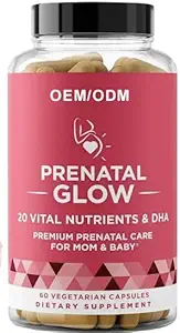 Prenatal Glow Vital Nutrients & DHA - Premium Prenatal Nega za mamo in otroka- Prednatal za ženske za podporo razvoj ploda, bolj prijetno nosečnost 1 mesec PriloÅ3⁄4i 60 Kapsule