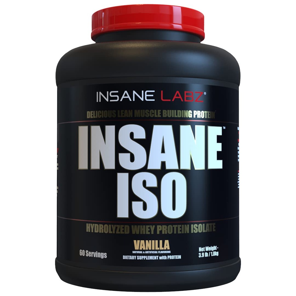 Insane Labz Insane ISO Whey Protein Powder Featuring 25g hidroliziranega izolata sirotke, 60 Serving, Vanilla