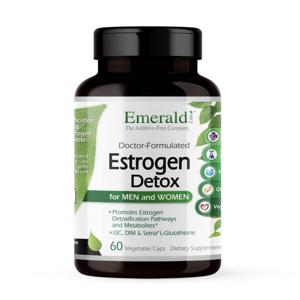 EMERALD LABS Estrogen Detox - podpira Hormonsko ravnovesje za ženske in moške* - vključuje I3C, DIM & Setria L-glutatione - Vegan, brez glutena - 60 rastlinskih kapsul (30-dnevna oskrba)