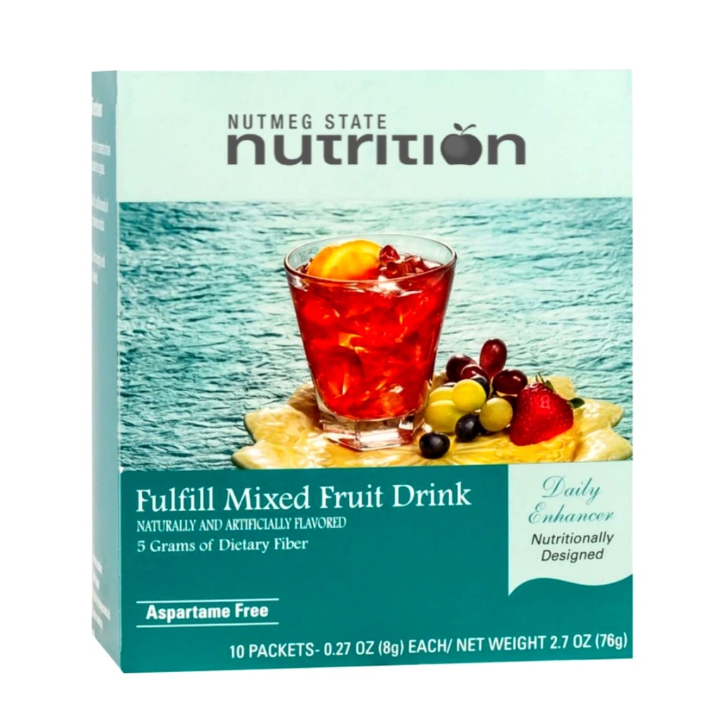 Nutwetmeg State Nutrition – Fulfill High Fiber Drink Mix, Nizka kalorija, Maščoba, Brez sladkorja, Seveda arome, Idealne beljakovine Združljiv, Aspartam brezplačno, 10 Serving na škatlo (Mešano sadje)