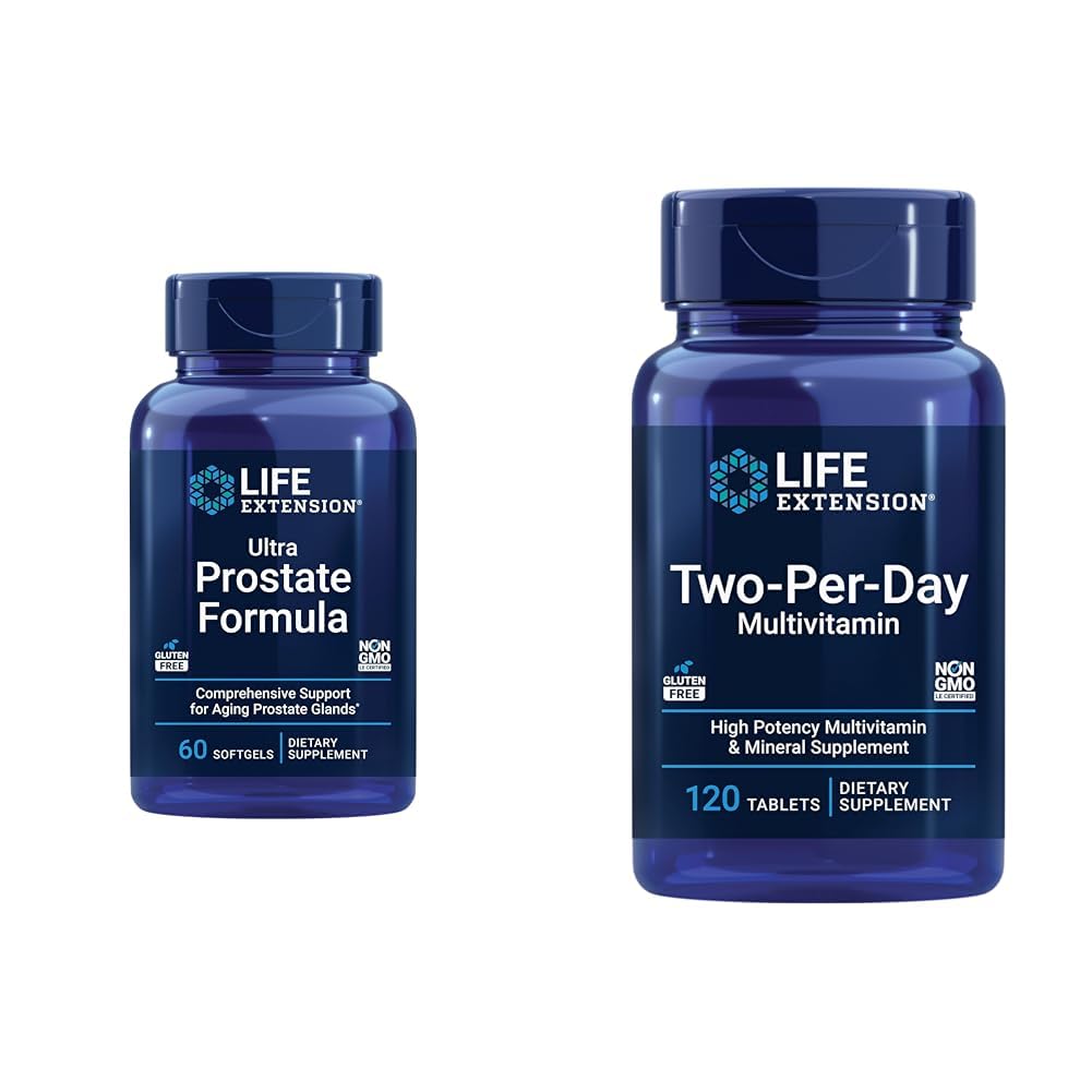 Life Extension Ultra Prostate Formula, Saw Palmetto za moške, pigeum, zbadanje koprive koren, likopen & Two-per-Day High Potency Multi-Vitamin & Mineral Supplement - Vitamini, Minerali