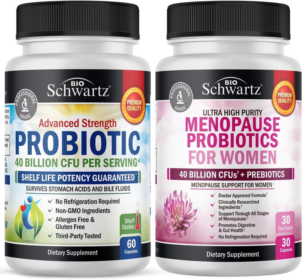 BioSchwartz probiotik 40 milijard CFU 60 število + menopavza probiotiki za ženske 30 število