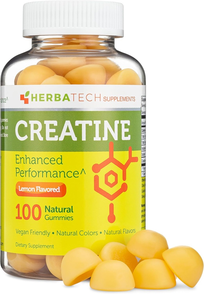 Kreatin Monohidrat Gumiji za moške in ženske (100 Count, Velika steklenica velikosti, 5000 mg) Naravne žvečilni razsutem stanju velikosti Izdelano v ZDA