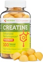 Kreatin Monohidrat Gumiji za moške in ženske (100 Count, Velika steklenica velikosti, 5000 mg) Naravne žvečilni razsutem stanju velikosti Izdelano v ZDA