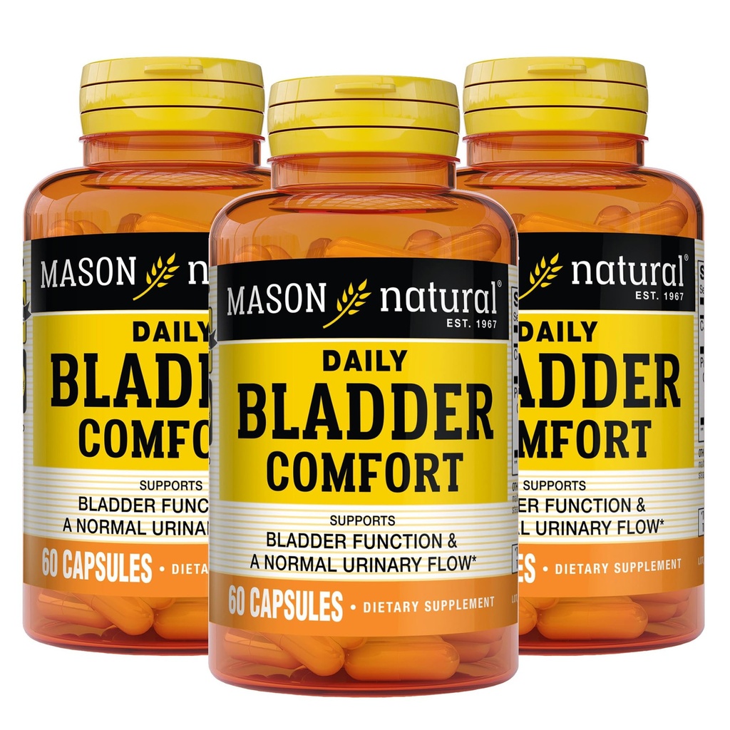 Mason Natural Daily Bladder Comfort, 30,Day Supply, s kalcij, bučno seme, in Soy Germ za podporo normalne funkcije mehurja, 60 kapsul (paket 3)