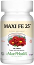 Maxi Health Železni dodatek za ženske in moške - Nežno železo 25 mg za Želodec - nezaprte * Tablete - Košir - Ne gensko spremenjeni - Vegetarian (100 tablet)