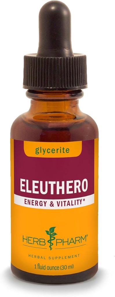Herb Pharm Eleuthero Root Tekoči glicerit za energijo in stamino, brezalkoholni glicerit, 1 Fl Oz
