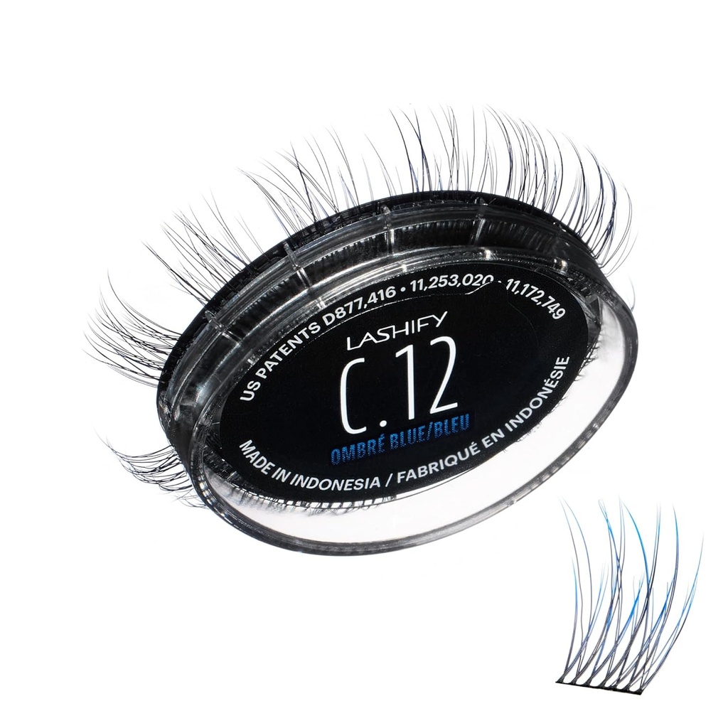 Lashify Curl 12mm Gossamer trepalnice razširitve ponovno napolnite v Ombre Blue, Easy DIY Lažne las za naravni videz