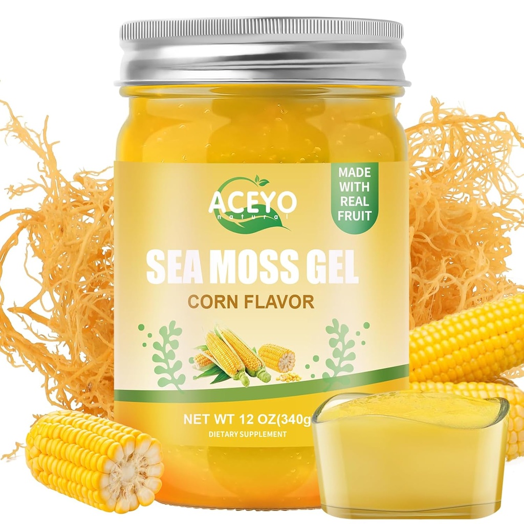 (12 OZ) Irish Sea Moss Gel Organic Raw Vegan Corn Armored Natural Seamoss Dodatek 102 Vitamini in minerali Divji pridelani ne-GMO Imuna Defense Booster Thyroid Prebavna podpora