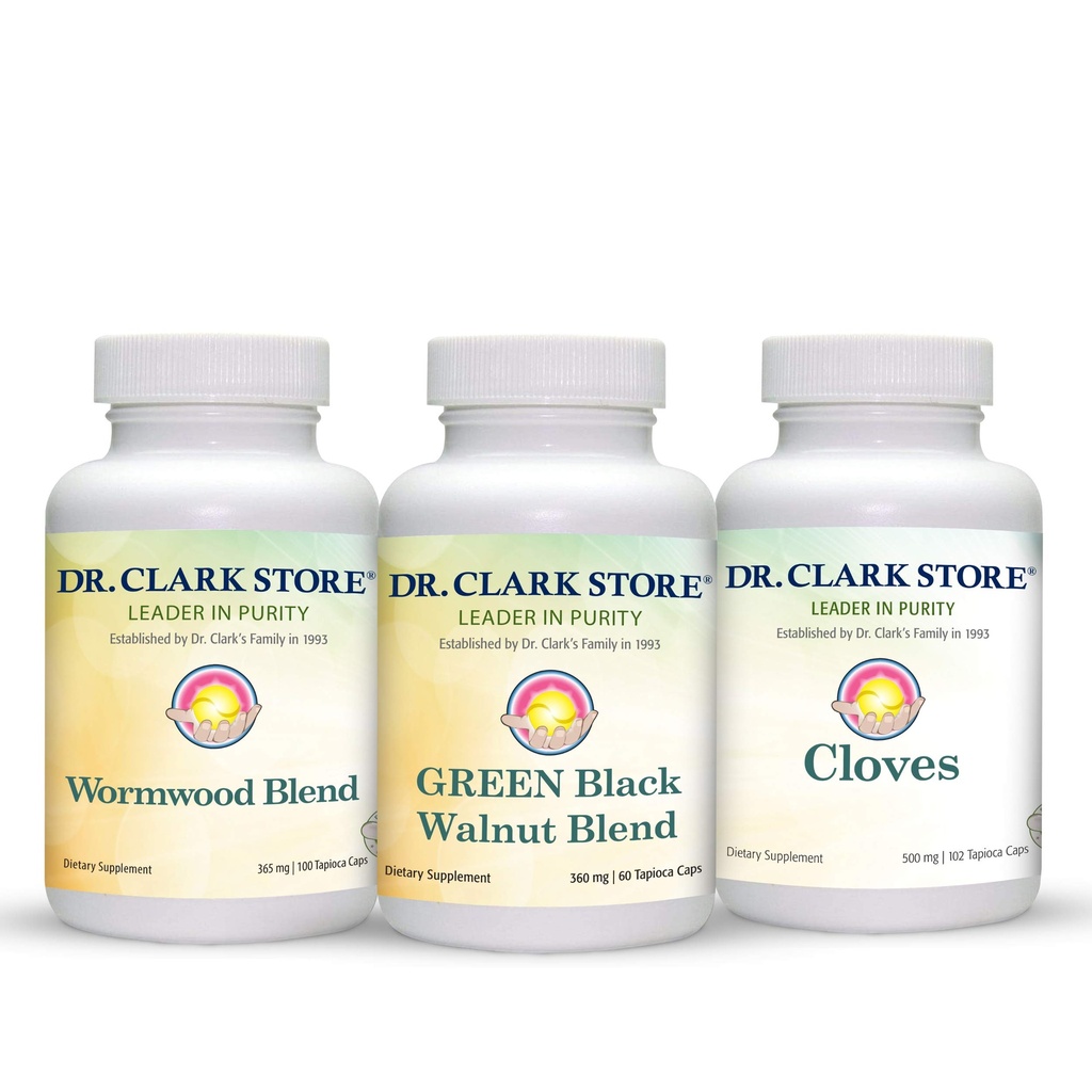 Dr Clark Store Intestine Podpora in čiščenje komplet - z zmrznjeno zeleno črno Walnut Hulls, Wormwood, in Cloves-Pomoč ohraniti optimalno črevesno funkcijo - vegetarijanske kapsule