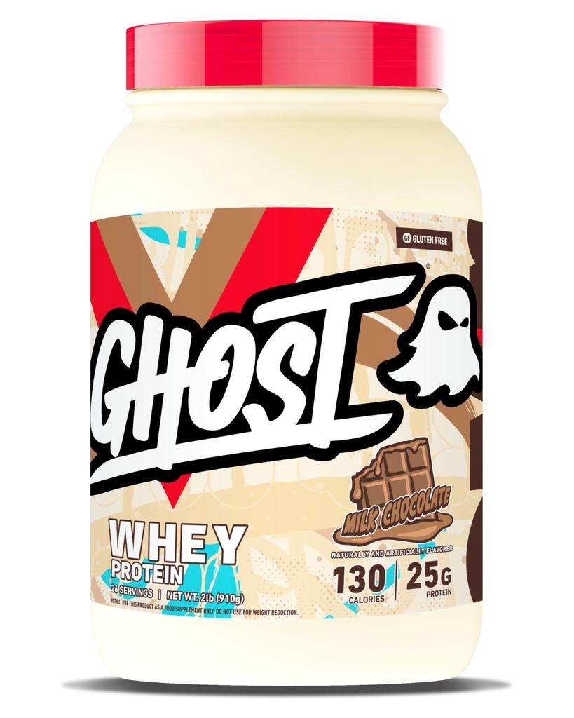 GHOST Whey Protein v prahu, mlečna čokolada - 2LB, 25G beljakovinska mešanica sirotke - ‐Post Workout Fitness & Nutrition Shakes, smoothies, Pečenje in kuhanje - Soy & Gluten-free