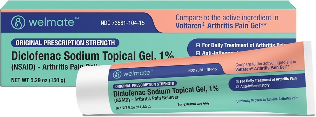 WELMATE - diklofenak natrijev topični gel 1% (5,29 oz) - Artritis bolečine Reliever & Mobility Aid - Pain Relief Cream / Gel