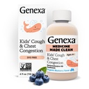 Genexa Kids’ Čisti kašelj & Chest Congestion Medicine, Barve brez, 0% Umetni dodatki, Multi-Simptom Cough Sirup za otroke 4-11, Cough Supressant & Pričakovano, Organic Blueberry Flavor, 4 fl oz