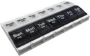 EZY DOZE Push Button (7-Day) Pill Case, Medicine Planner, Vitamin Organizator, 2 krat na dan AM/PM Container, X-Veliki kompartmenti, Artritis prijazno, Brez napora odprto, Jasno Lids, Modra/bela, BPA brezplačno