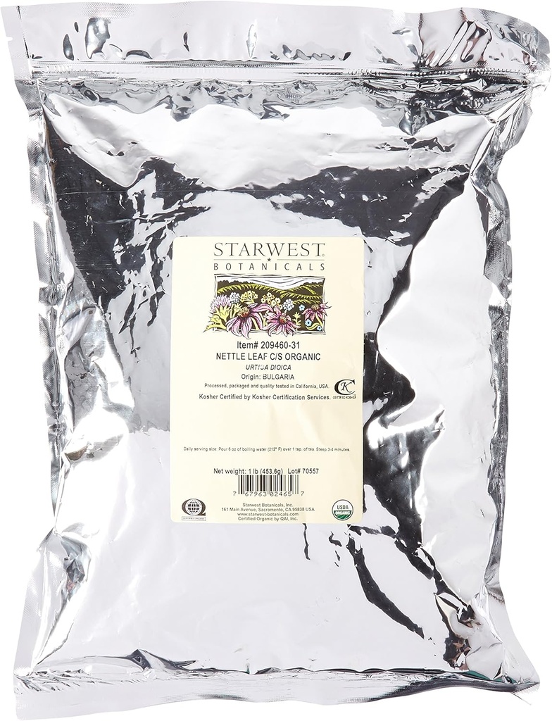 Starwest Botanicals Organic Nettle Leaf Tea Loose Cut in Sifted, 1 funt razsutem stanju - 1 število