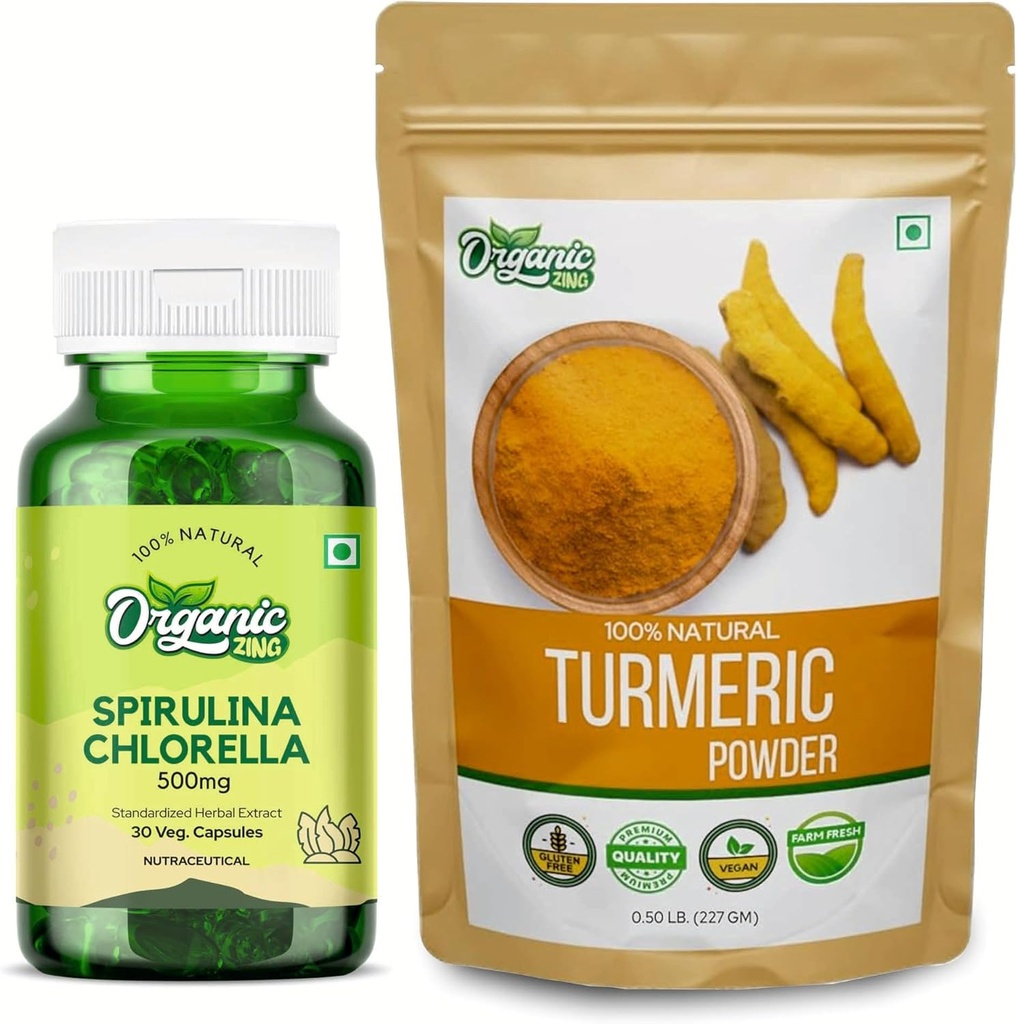 ORGANIC ZING Spirulina Klorella- 30Cap & Kurkuma prašek- 227g