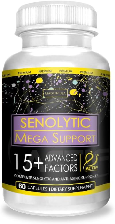 ACTIF Senolitična podpora s 15+ Napredni dejavniki – Non-GMO, Fast-Acting, Made in USA, 60 Count