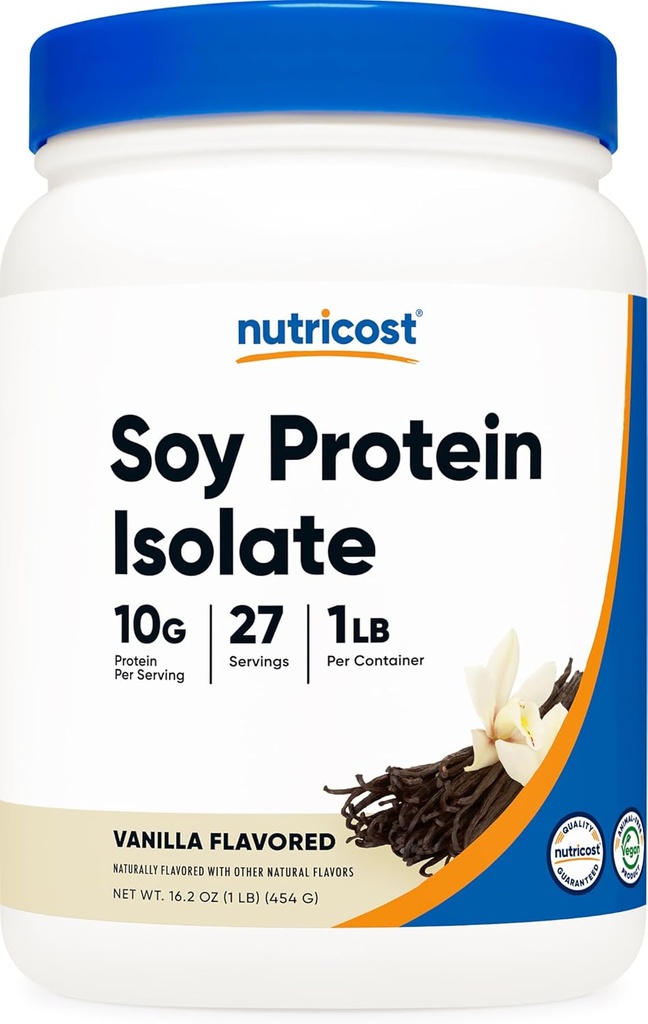 Nutricost sojin izolat v prahu, 1 LB Vanilla - 10 gramov beljakovin na serviranje, Vegan, brez GSO in gluten