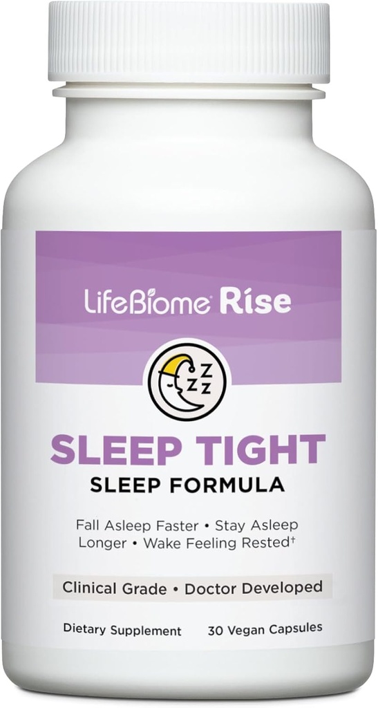 Zdrava navodila LifeBiome Rise Sleep Tesen s takojšnjo in podaljšano sprostitev Melatonin Plus GABA v inovativnih mikrobeadlets vam pomaga zaviti hitro za globoko, nemirni Zzzs