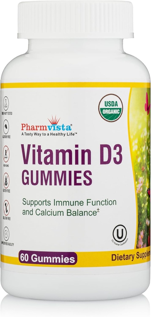 Vitamin D3 Gumies- Okusni želatina brez gluten-free način za vaše sonce vitamin (60 Count Cherry Flavor)
