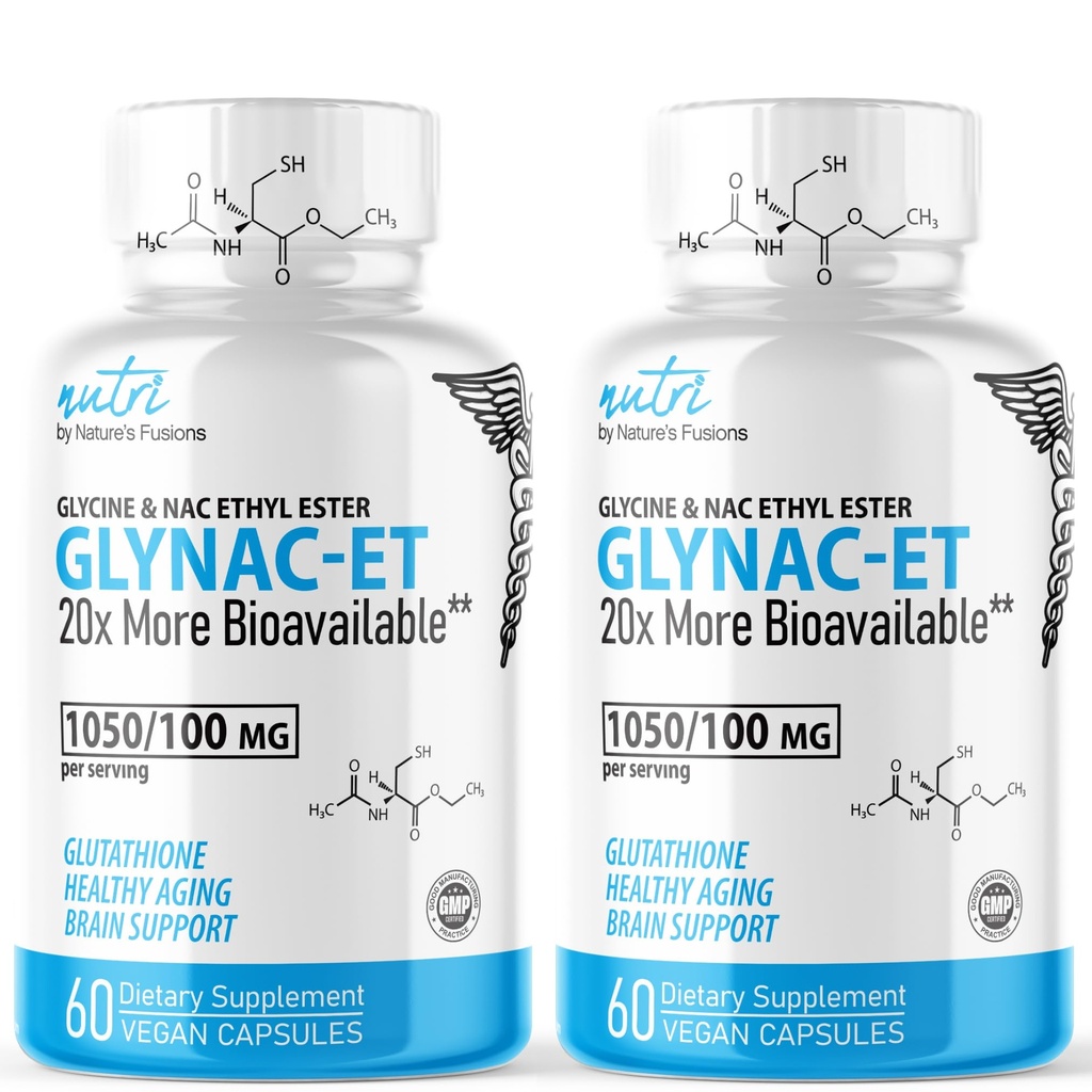 Naravne fuzije GlyNAC-ET NAC dodatek N-Acetil Cistein etil Ester - 20x Več Biorazpoložljiv - Glycine & N-acetilcistein Etil Ester Anti Aging Supplement, Boost Glutatione Pack 2-120 Count
