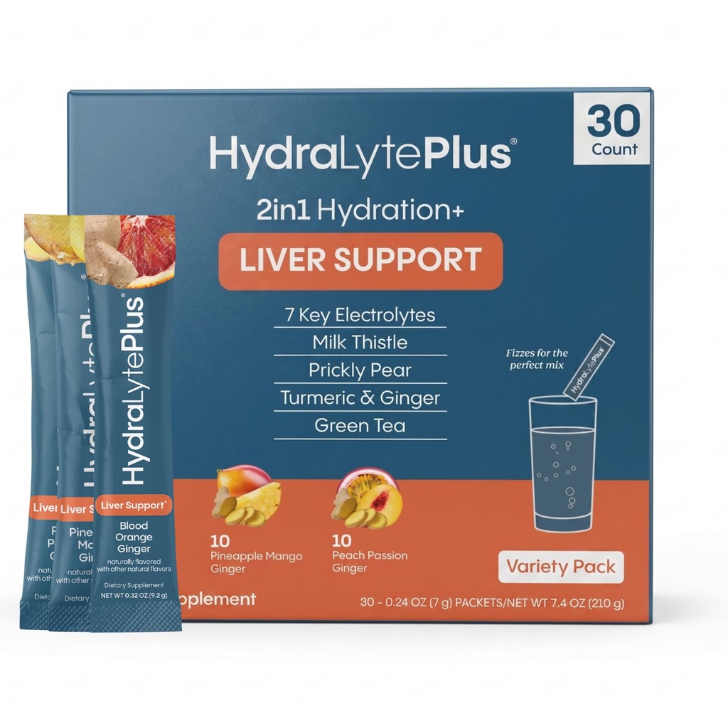 Hydralyte Jetra Podpora + Elektrolit Mešamo z mlekom osat, Kurkurja, Ginger, Prickly Pear, Green Tea Extract oblikovan za hitro rehidracijo (Variety Flavor, 30 Packets)