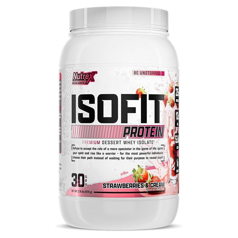 Nutrex Research IsoFit Whey Protein Powder Instantized 100% Whey Protein Isolate (30 serviranja (Pack of 1), Jagode in smetana)