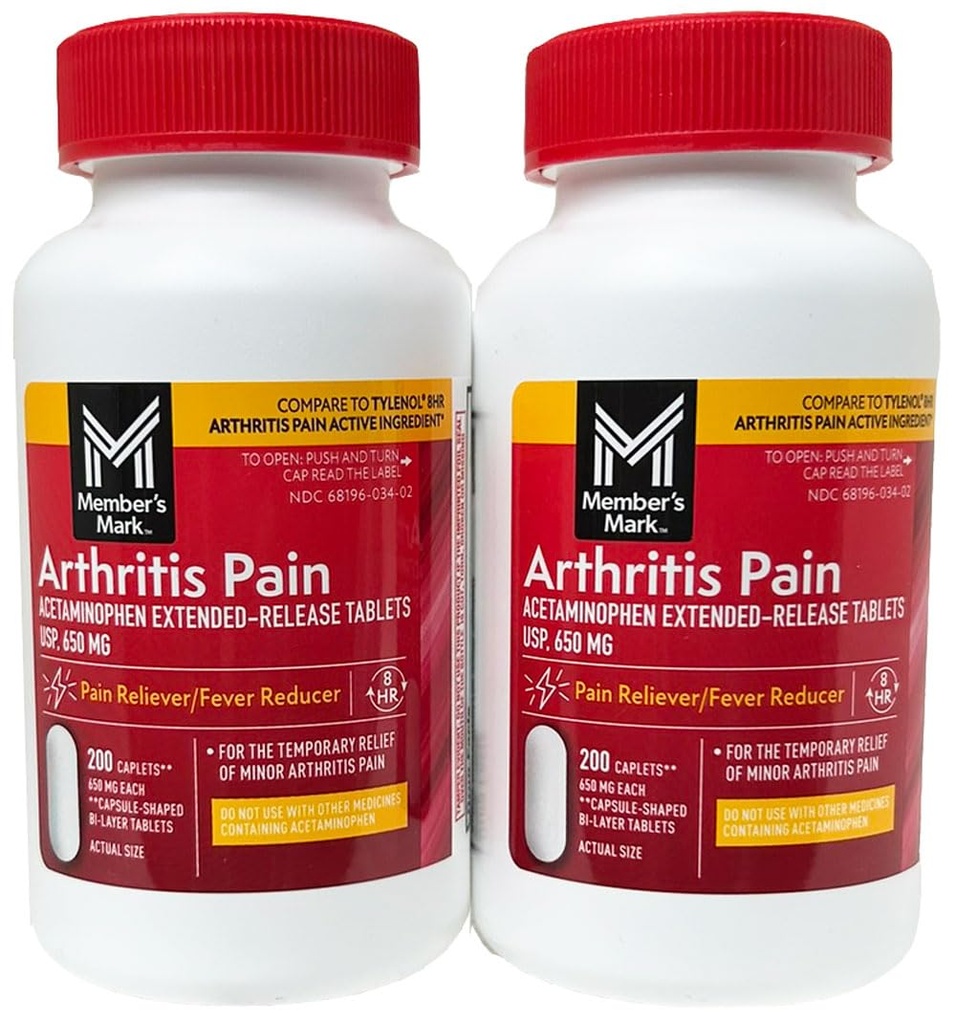 Primerjajte s Tylenol Arthritis Pain Active Sestavina. - Met's Mark - Artritis Pain Reliever, Razširjena sprostitev, Acetamofen 650 mg, 400 CapletsQ