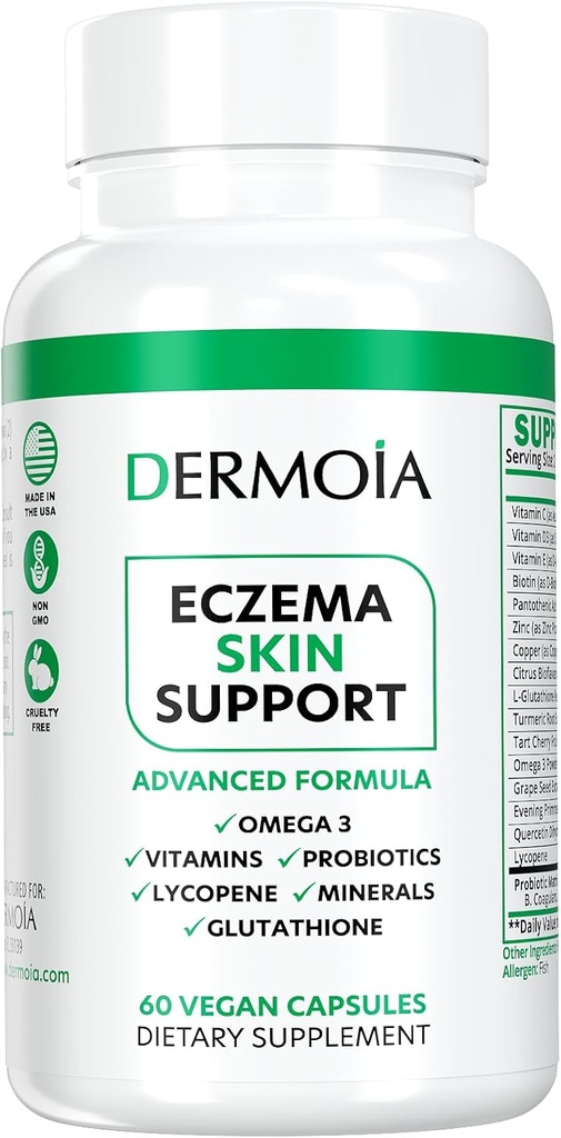 Ekcem dopolnila - Formulirane Dyshidrotic Eccema tablete za odrasle - zagotavljanje Eccema Relief, Ciljna intervencija ekcema, Dražena suha koža, in okrepljena s psoriaza dodatki