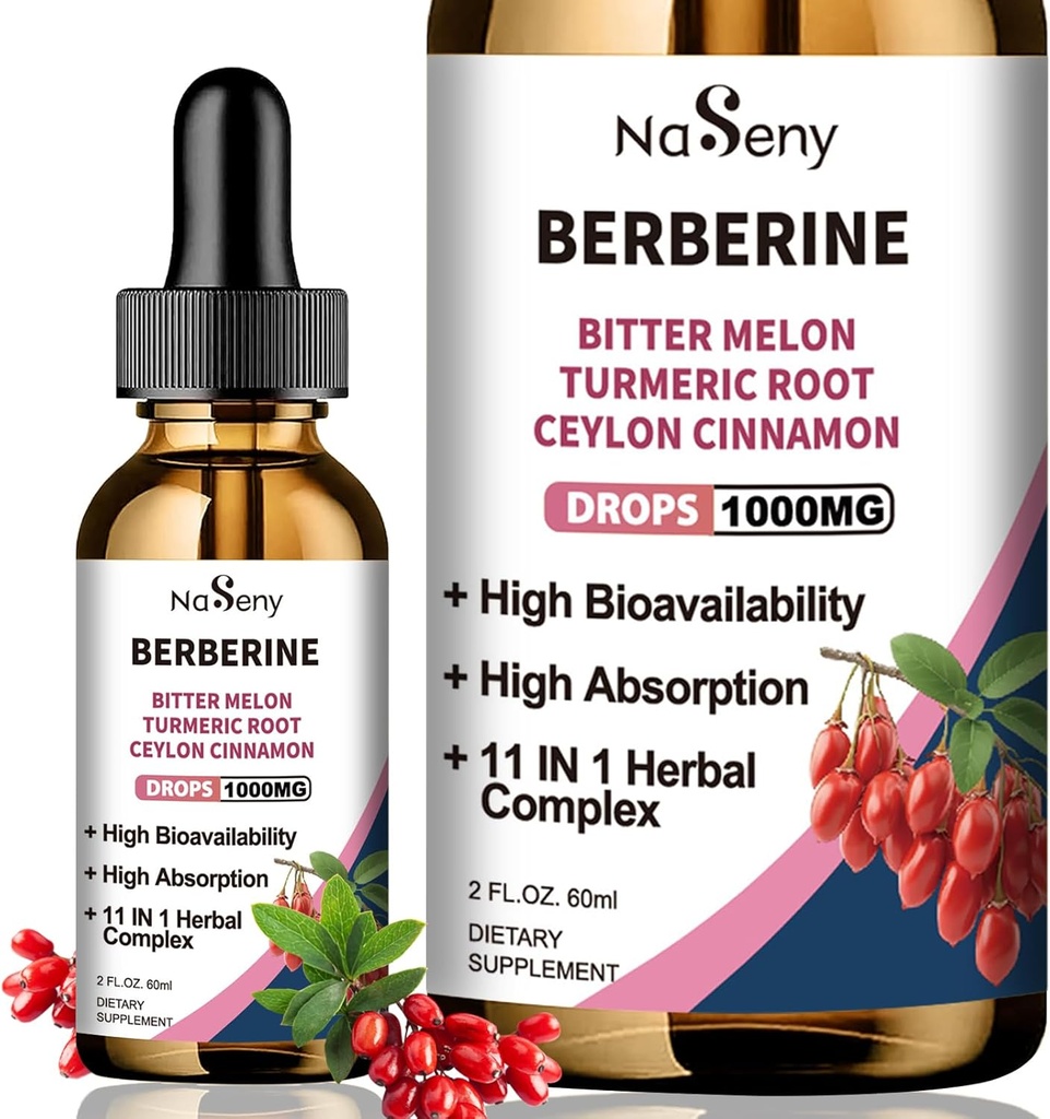Tekoče kapljice-Berberine HCL kapljice s Ceylon cimetom, grenko melono, kurkuma, tekoči zeliščni ekstrakt dodatek za zdravljenje imunskega obolenja (60ml)