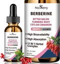 Tekoče kapljice-Berberine HCL kapljice s Ceylon cimetom, grenko melono, kurkuma, tekoči zeliščni ekstrakt dodatek za zdravljenje imunskega obolenja (60ml)