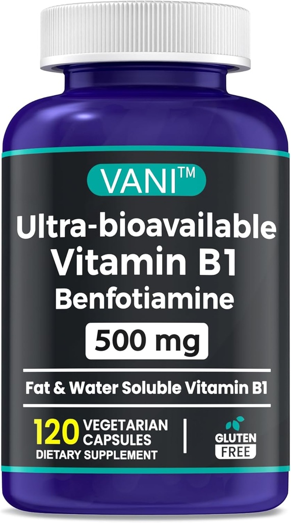 2 v 1 Izboljšana formula: Vitamin B1 z benfotiaminom 500mg, Maščobni topen dodatek vitamina B-1, 500 mg - 120 kapsul (1)