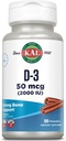 KAL Vitamin D3 Žvečilni gumi 50 μg, vitamin D 2000 i.e. kot holekalciferol, brez sladkorja, naravni cimetov aroma D3 Vitamin, Imunska podpora in zdravje kosti, 100 žvečljivi