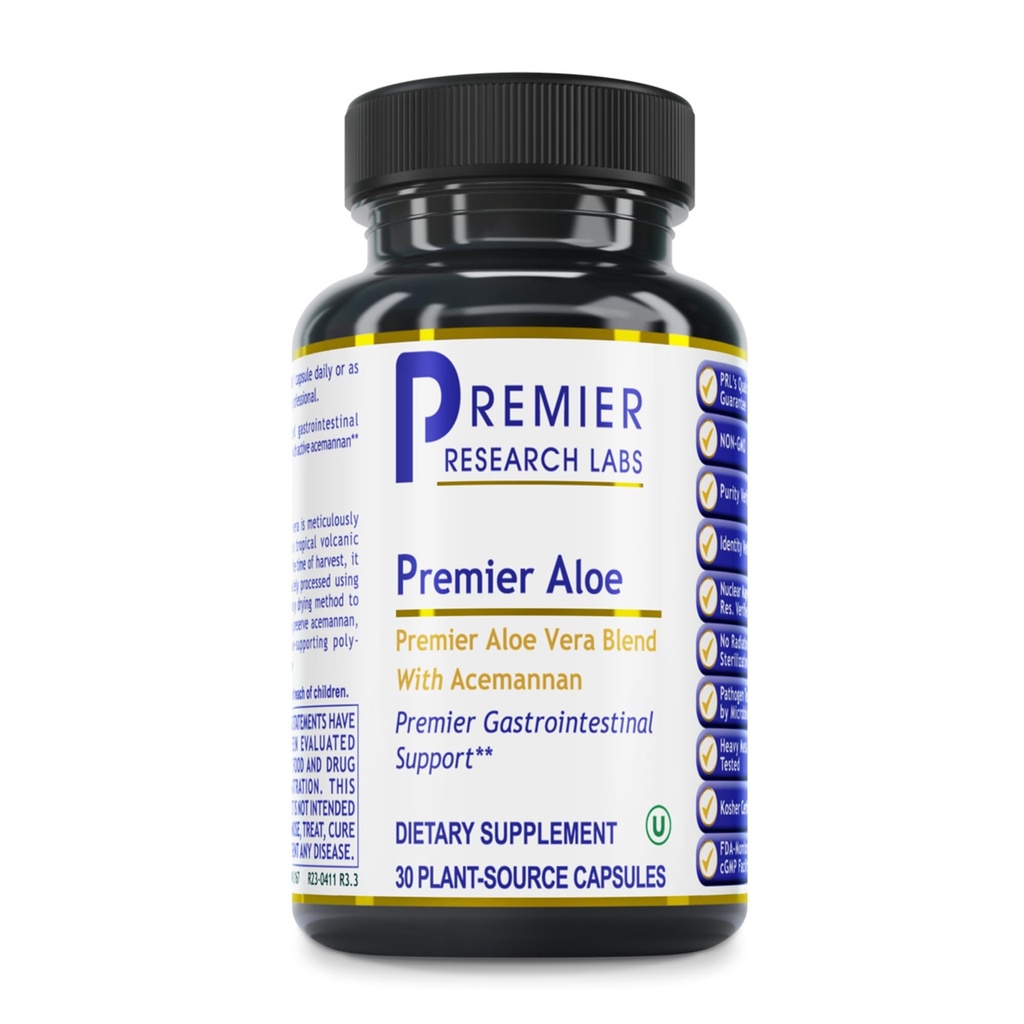 Premier Research Labs Premier Aloe - Aloe Vera kapsule, Aloe Vera dodatek, Acemannan, Aloe tablete za digestivno zdravje in imuno podporo, Aloe gel Extract Caps - 30 Vegetarian kapsule