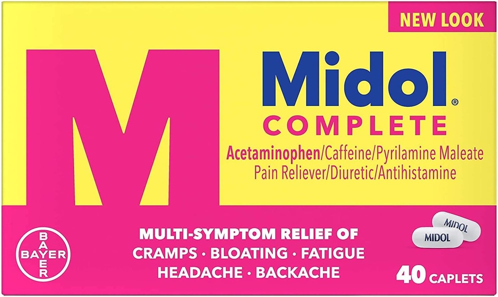 Midol Complete Menstrual Pain Relief Caplets z acetataminofen za Menstrual Symptom Relief - 40 Count (Pack od 3)