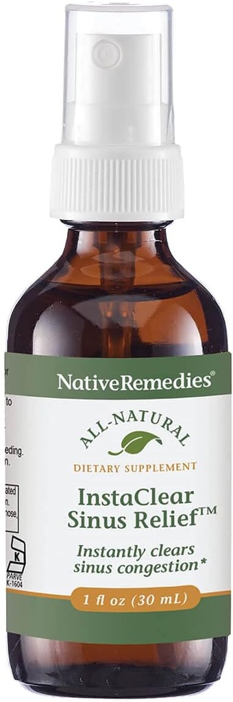 Native Remedies InstaClear Sinus Relief - All Natural Herbal Supplement for Clear, Healthy Sinuses Med prehladi, alergije ali Hay Fever - 29 ml