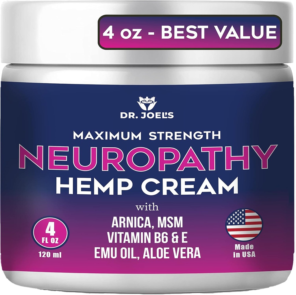 Krema Dr. JOEL za nevropatijo - največja moč živcev Relief krema za noge, roke, noge- 4 OZ velike - Made in USA