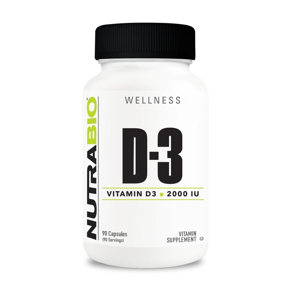 NutraBio Vitamin D (2000 i. e.), Imunska podpora - 90 rastlinskih kapsul
