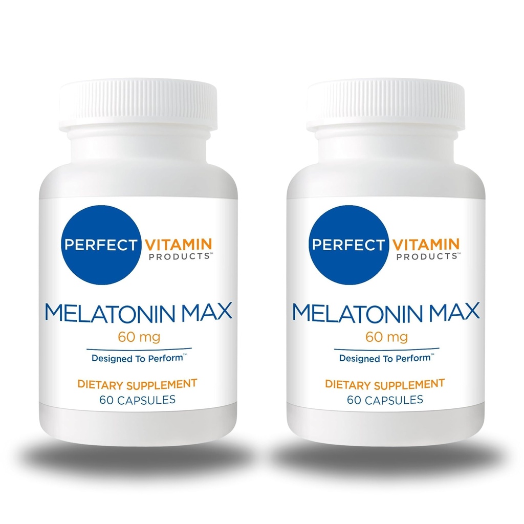 60 mg ekstra moč melatonin MAX - visok odmerek melatonin zagotavlja obsežno oskrbo s tem pomembnim hormonom - 100% brez zdravil, vegan, ne-GMO, Gluten-free (120 kapsule 2-Pack)