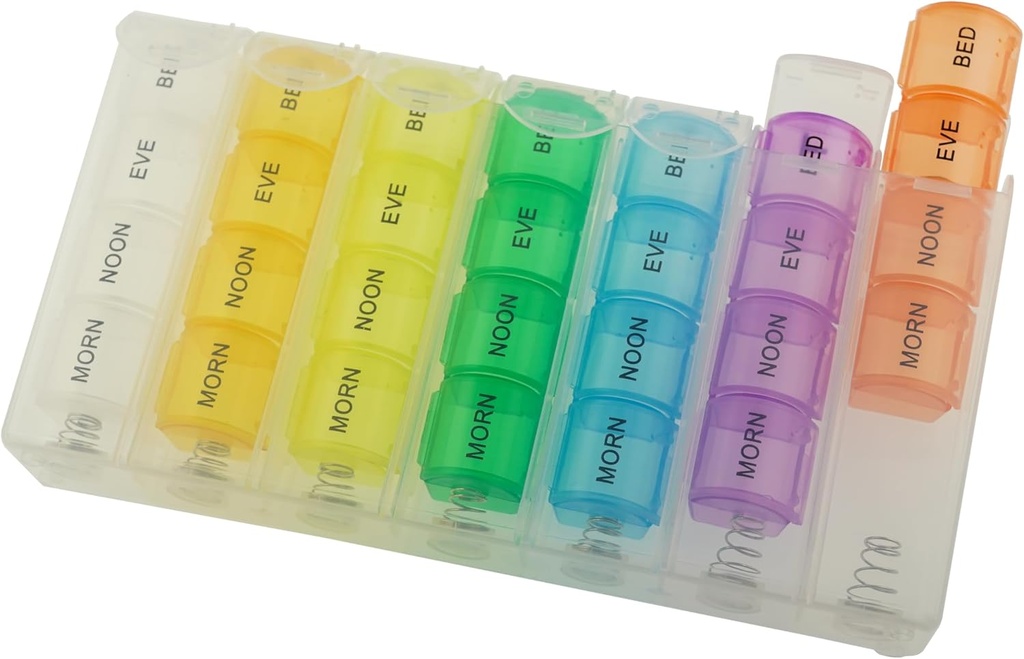 Pop up tedenske tablete Organizator 4 krat na dan – velike potovalne tablete primer w/ 28 Oddelek za zadrževanje zdravila, vitamin in dodatek – Dnevne tablete Box 7 dan – Vlažno-odporne velike medicinske primere