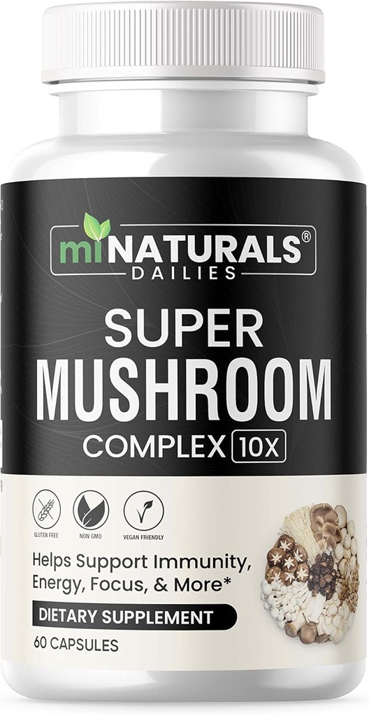 MINATIVNE GOBE Kompleksna kapsula - Levja griva, Reishi, Cordyceps, Chaga, Turčija rep, Maitake - dopolnilo pravo sadno telo - 10 v 1