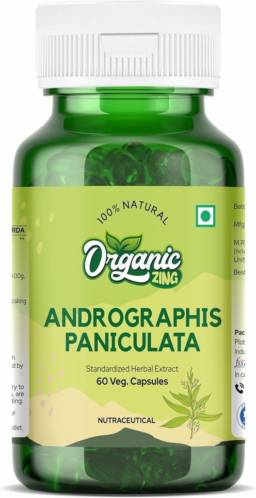 Organski ZING Andrographolid dodatek - izvlečen iz Andrographis paniculata - Vegan & Gluten-free - 60 kapsul, 400mg vsak