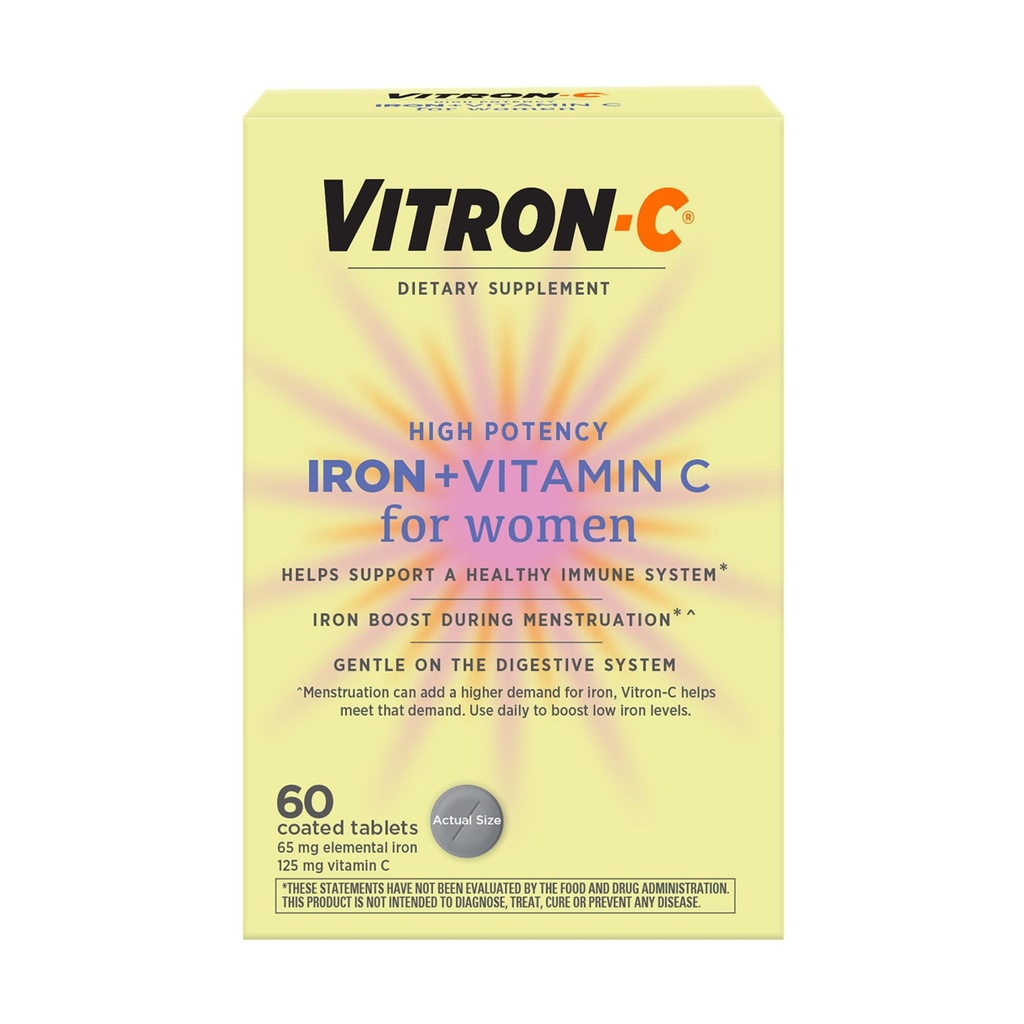 Železo Vitron-C dodatek za ženske z vitaminom C, za proizvodnjo rdečih krvnih celic in podporo imunskemu sistemu 60