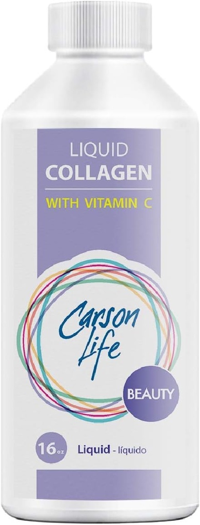 Carson Life Liquid Collagen z vitaminom C - 16 Oz - za preprečevanje staranja, las kože in nohtov - Imunska podpora - Pomlajena koža - Izdelano v ZDA