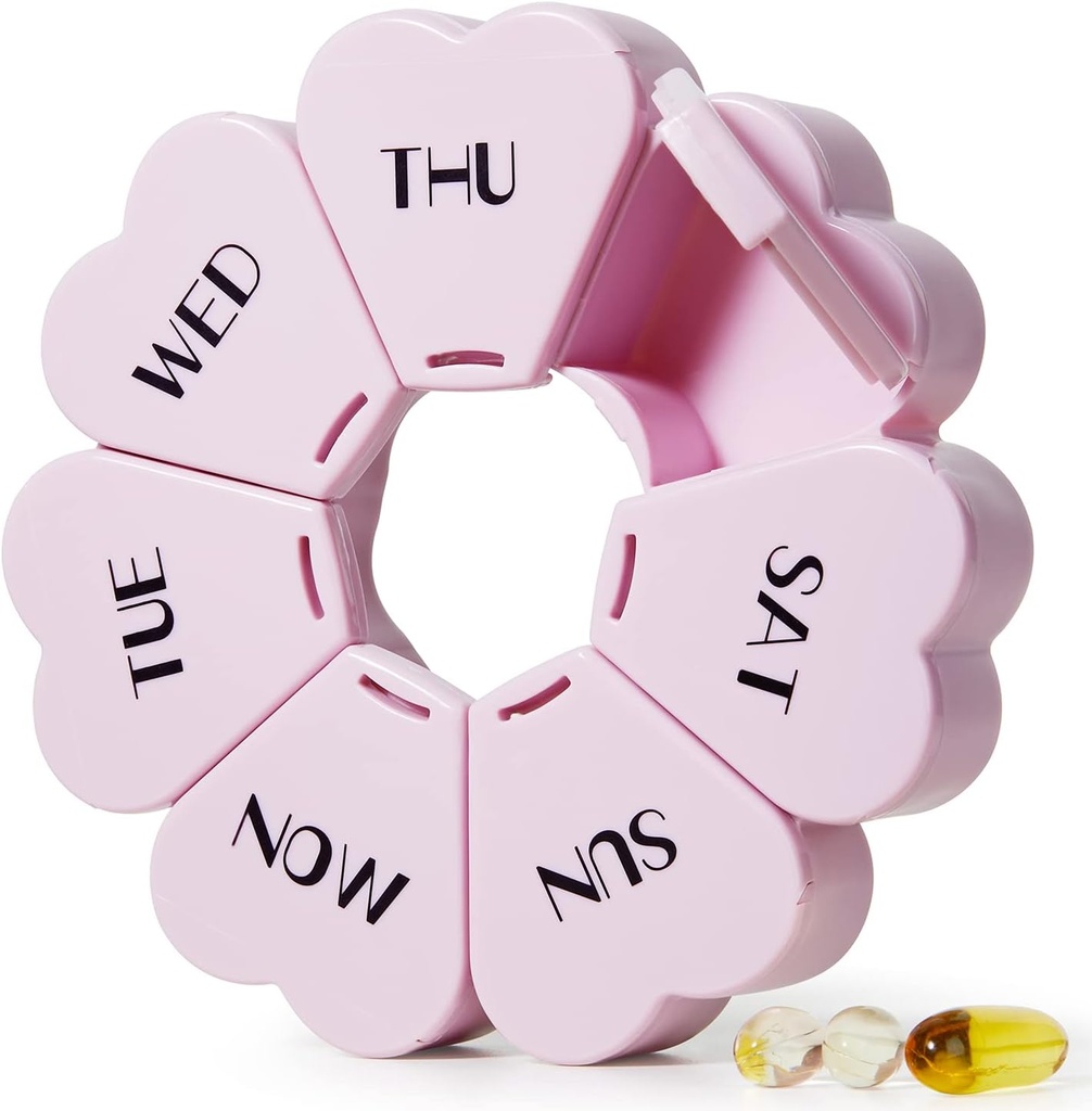 MOLN HYMY velike tedenske tablete Organizator, Girly tablete Box 7 dan, Purple Pink Daily Vitamin imetnik za ribje olje / Medicine / Dobavitelji