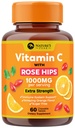 Vitamin C 1000mg Žvečljiv dodatek - Ekstra moč Imunska podpora Vitamin C Prehranska dopolnila z Rose HIPS, Naravni vitaminC Antioksidant Podpora, Naravni, Vegan, Orange Flavor - 60 tablet