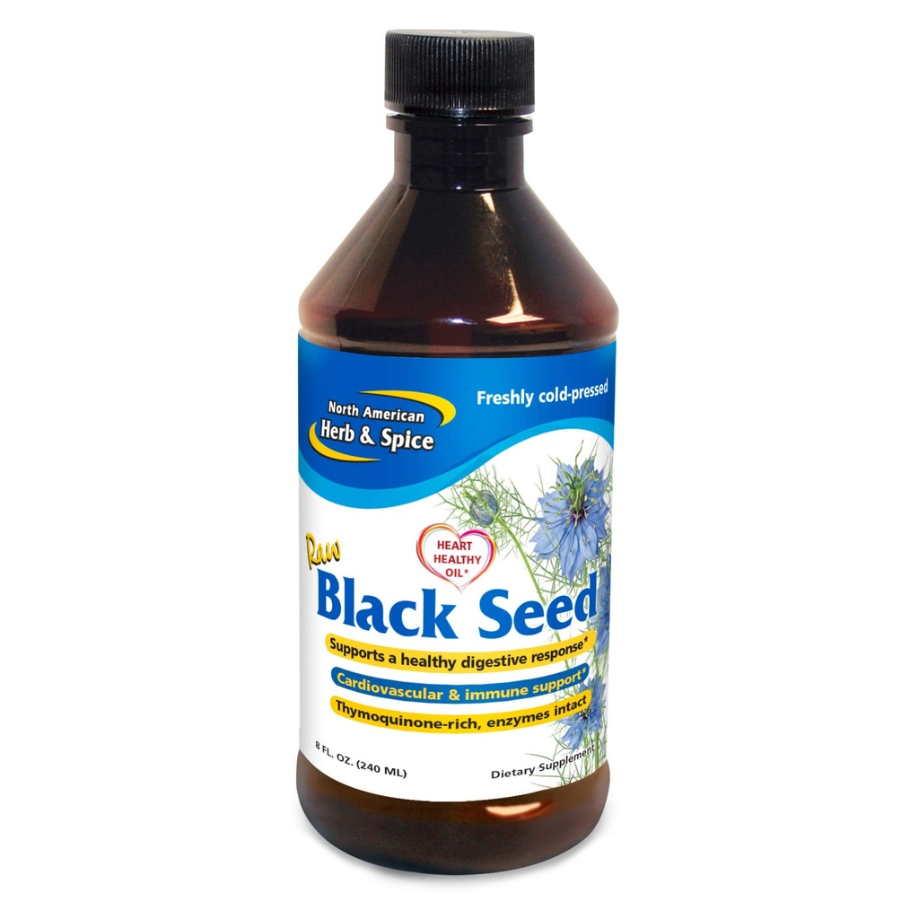 Severnoameriški Herb & Spice Black Seed Oil - 8 fl. oz. - Kardiovaskularna, prebavne in imunske podpore - Vsebuje Wild, Mediterranean Oreganol P73 Oregano Oil - Non-GMO - 48 Total Servings