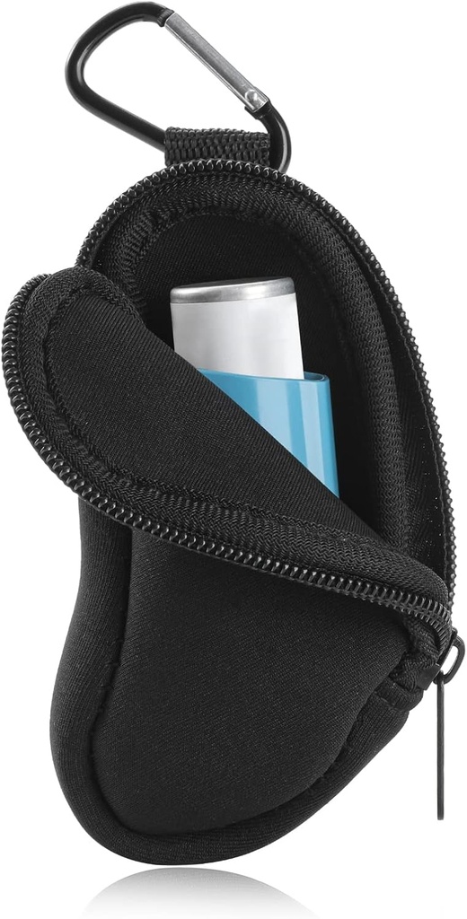 Imetnik Astma Inhaler Zaščitite Prenosna vrečka Nosilec Neoprene Travel Inhaler Mini vrečka za L-Shaped Inhaler, Vdihovalec ni vključen (črna)